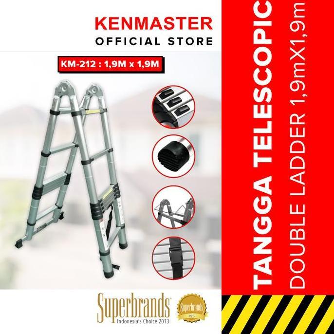 Tangga Teleskopik Tangga Telescopic Tangga Portable Double 1,9 + 1,9 KM212 Fiber Optic (TERBAIK) (TE