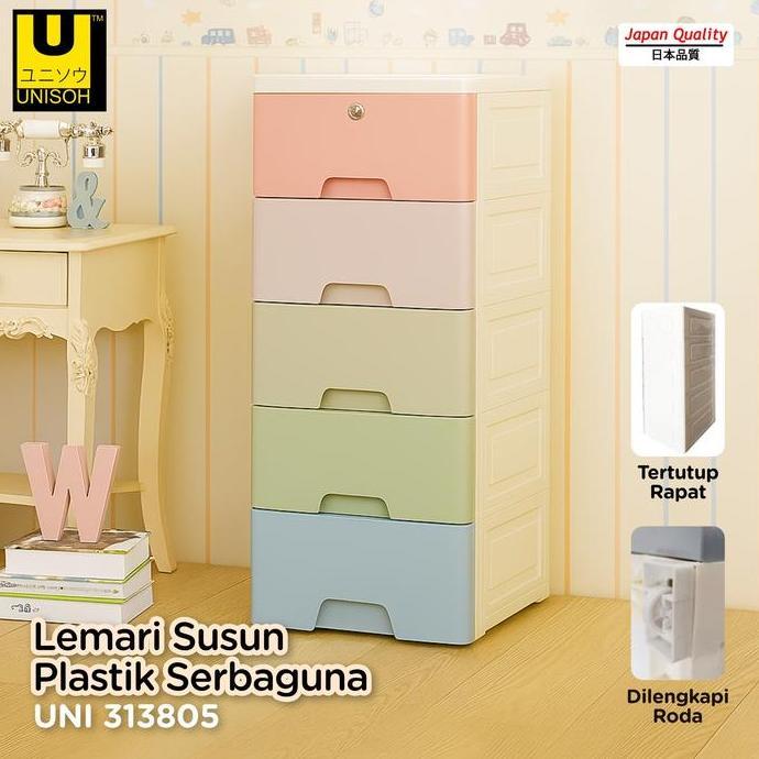Blokx- Unisoh Lemari Plastik Pakaian Plastik Laci Susun Drawer Cabinet