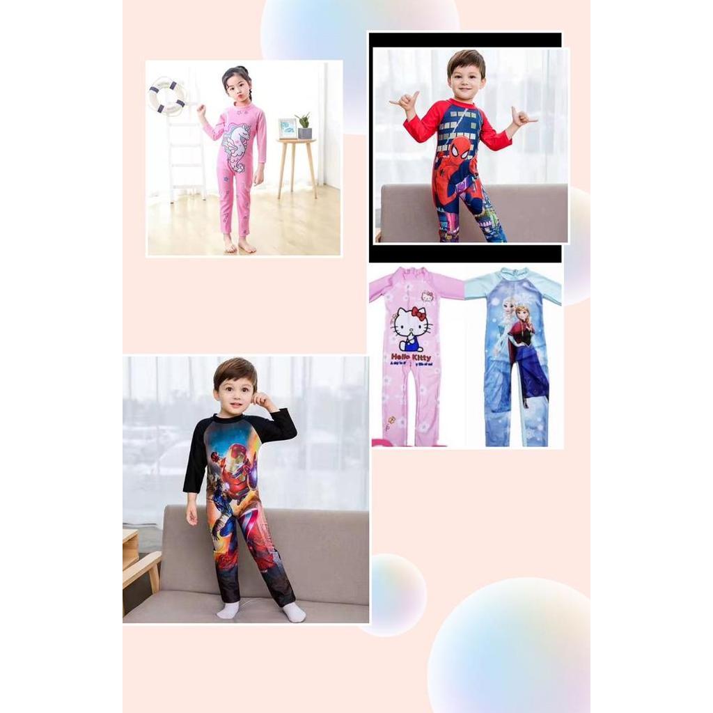 BAJU RENANG DIVING ANAK MUSLIM LENGAN PANJANG MOTIF IMPORT