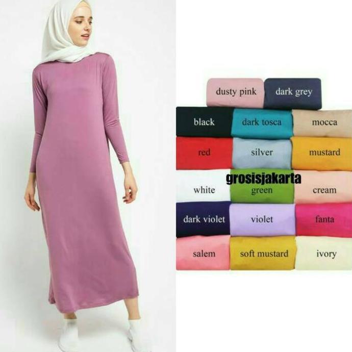 ORIGINAL Manset Gamis Lengan Panjang / Inner Dress dalaman Gamis /  Mangset  Gamis Hitam Putih Spand