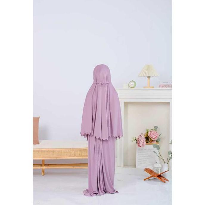 BEST SELLER ALIMAMA - MUKENA ANAK LESTI LASER - MUKENAH PEREMPUAN TELEKUNG TRAVELING JERSEY JERSI FA