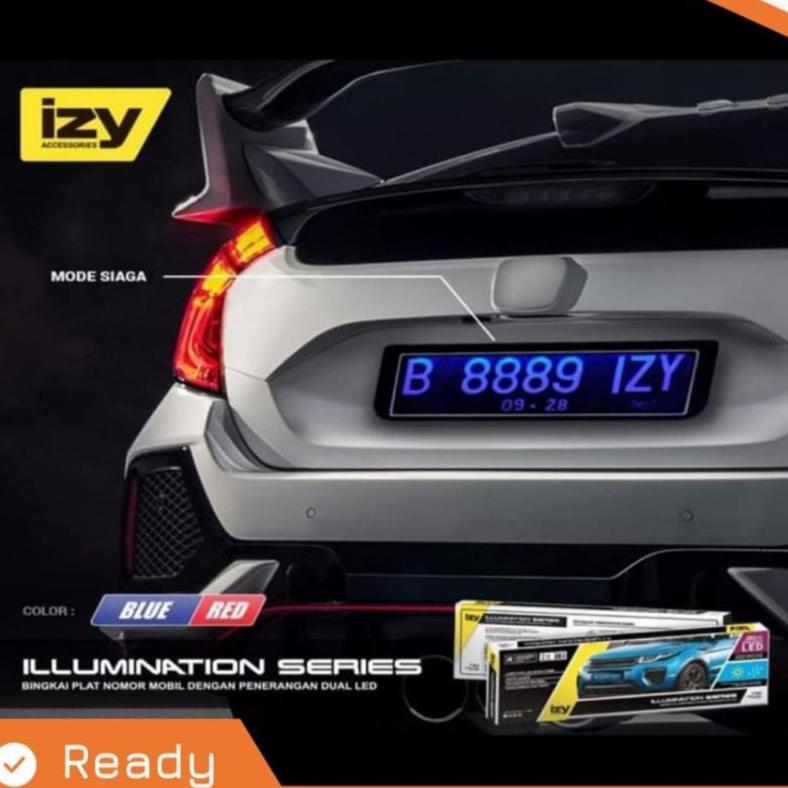 COVER DUDUKAN PLAT NOMOR MOBIL MIKA ACRILIC LAMPU LED IZY