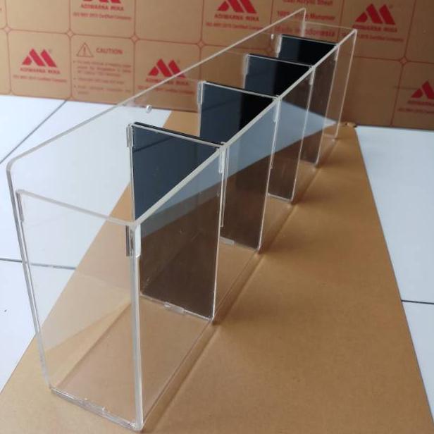 Aquarium Soliter Cupang Akrilik - 5 kamar dan sekat bening hitam - Gantung