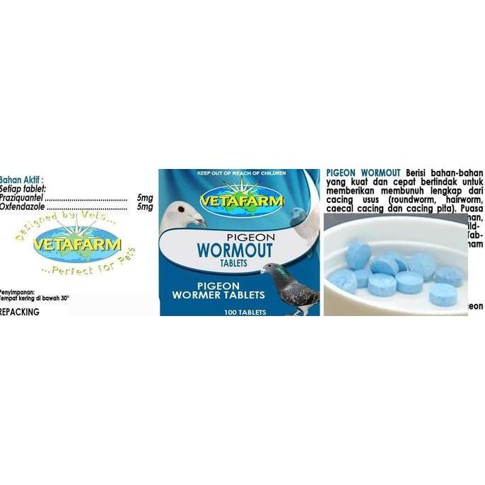 Isi 10 Tablet Wormout/Obat Cacing Vetafarm