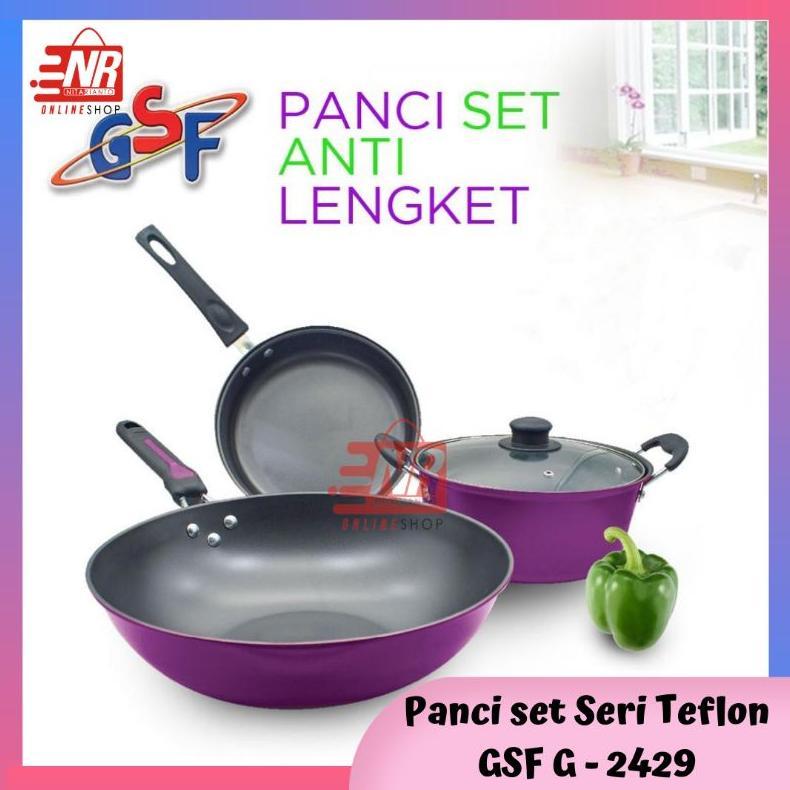 Panci set anti lengket / Panci set GSF G-2429 / Panci Wajan Set Penggorengan Non Stick Anti Lengket 
