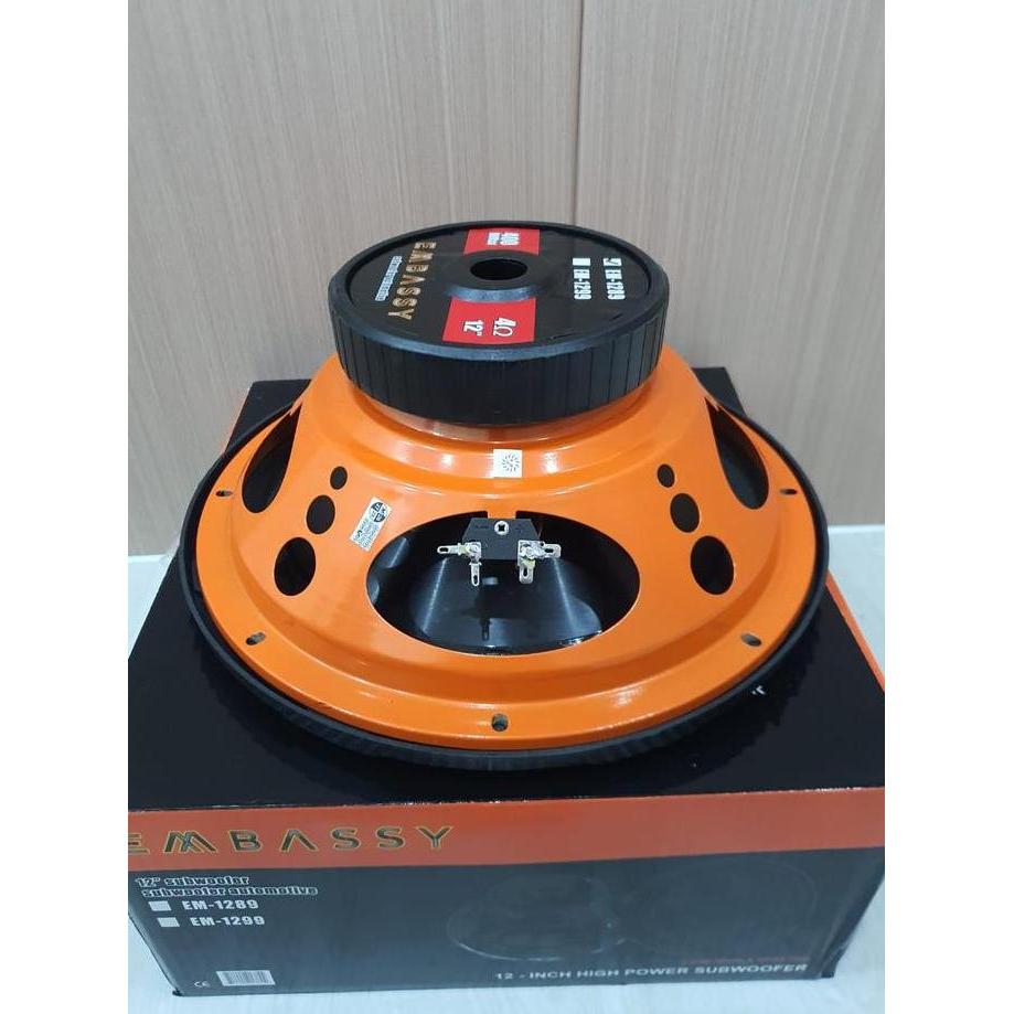 Embassy Subwoofer Em-1289 Double Coil Speaker Audio Mobil 12-Inch High Power Subwoofer  Dengan Bass 