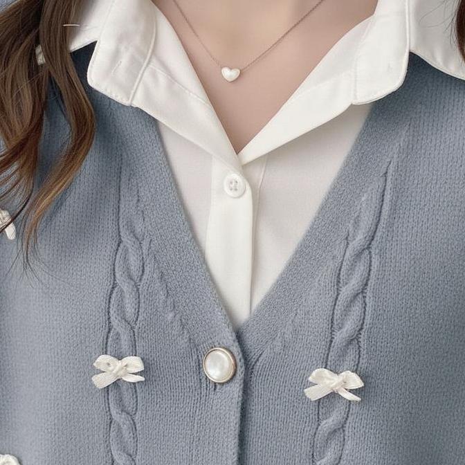 GS - Vest Rajut + Kemeja 1 set | Atasan Rajut Baju Wanita Knitwear Lucu Pita Pita | Vest Rajut Korea