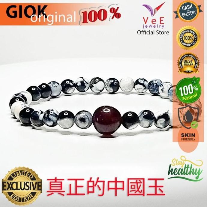 Gelang Tasbih 33 Butir Batu Giok Cina Asli 6mm DimGrey Marmer Jasper (TERBAIK) (TERBARU) (TERMURAH)