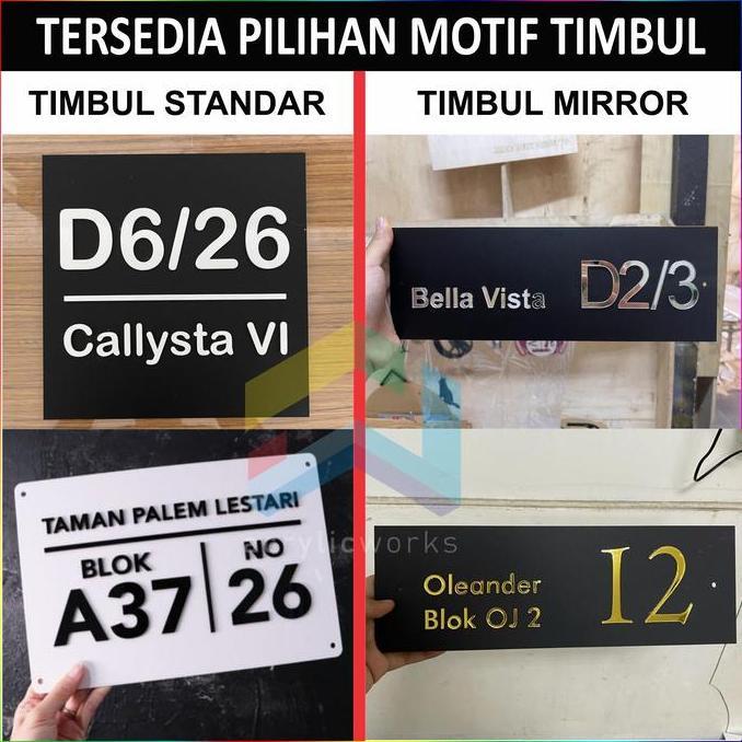Custom Nomor Rumah Acrylic Plat Stainless Semua Model dan Varian