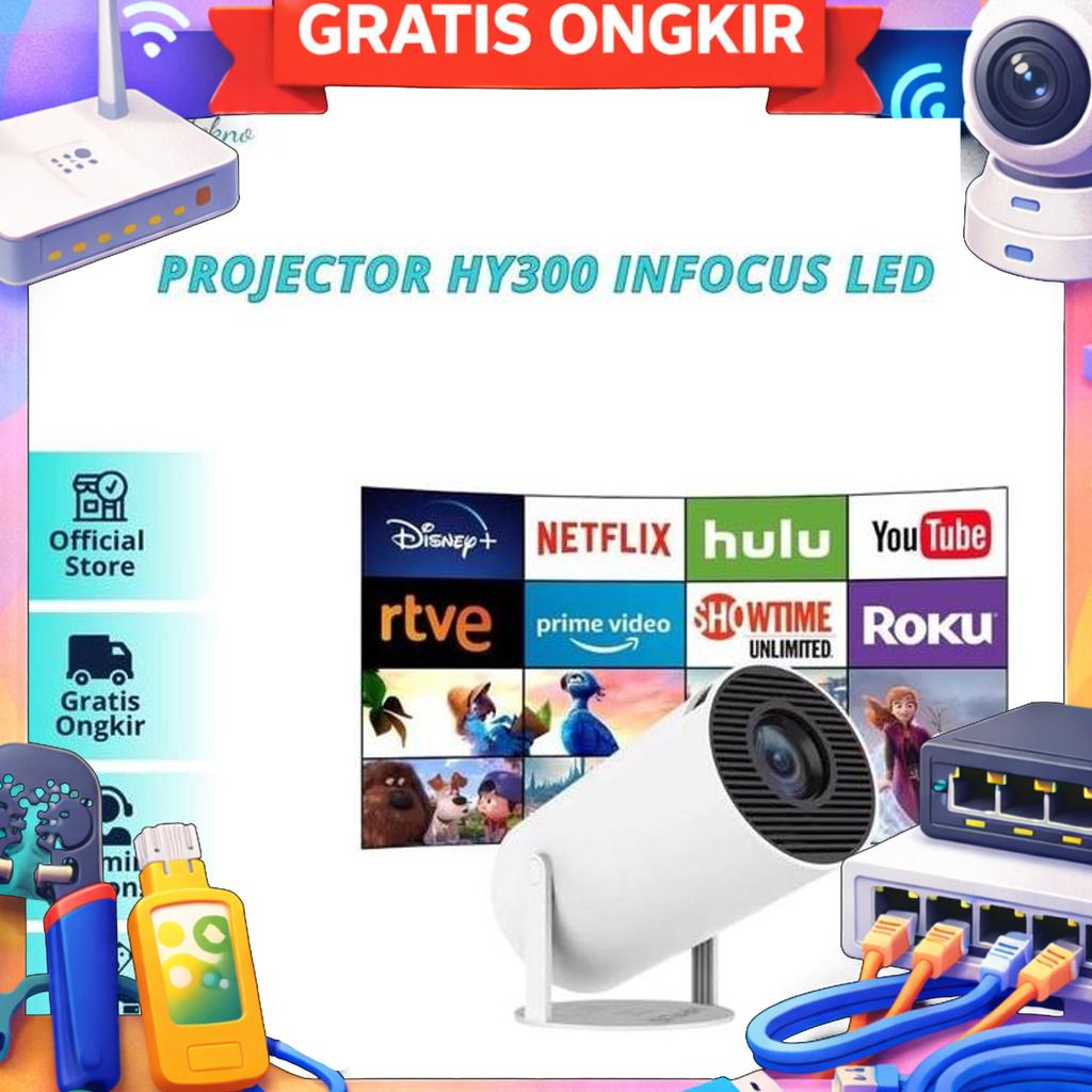 Projector Hy300 Infocus Led Proyektor 4K Wifi6 Dualband Layar Lcd
