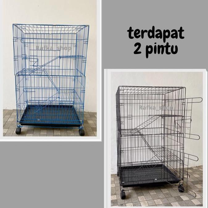 KANDANG TINGKAT 3 UKURAN 75CMX45CMX110CM KANDANG KUCING KANDANG KELINCI KANDANG ANJING LIPAT BESI TE