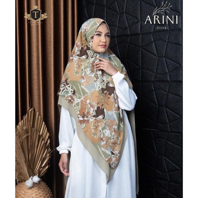 Jilbab Khimar arini motif thewa Layer Syari Ceruty Muslim Soft Doll