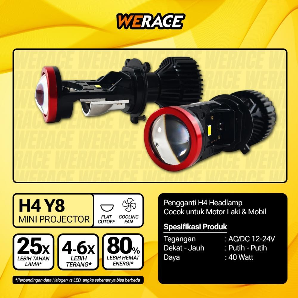 WERACE LED Headlamp Sepasang H4 Mini Projector Projie Y8D Y8 Super Bright Headlight Mobil Motor