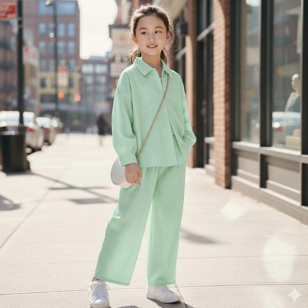 Grosir Setelan Anak Perempuan 1-12 Tahun Motif Salur Baju Anak Cewek Model Korean Style Bahan Cotton