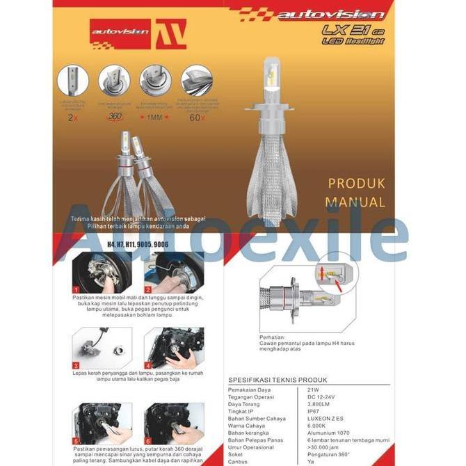Autovision LX21 CB LED H8 H11 H16 21W 6000K Putih Luxeon Z Lampu Mobil (TERBAIK) (TERBARU) (TERMURAH