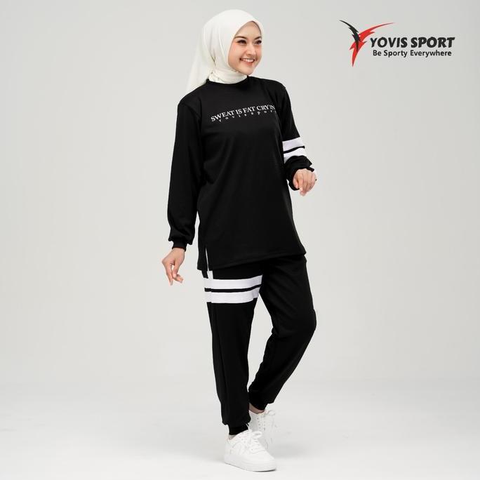 Promo Setelan Olahraga Couple Jogger Strip Wanita Dan Pria Yovis Sport