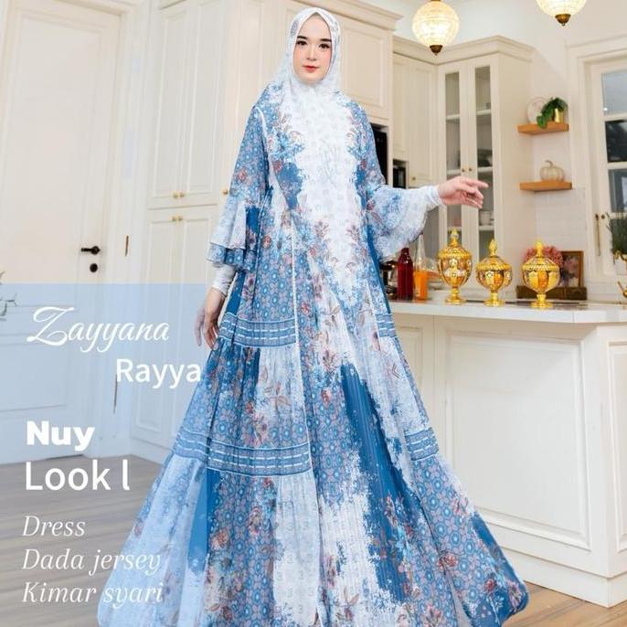 Murah Sarimbit Zayyana Series Eldeena Syari - Dress + Dada Jersey + Kimar Syari - Ceruti, Printing, 