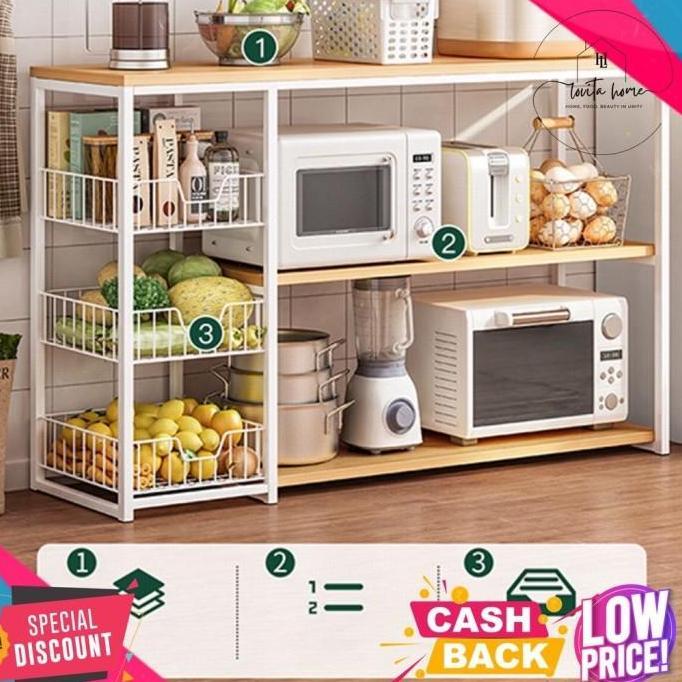 Thebest- Rak Dapur Susun Minimalis / Rak Oven Microwave / Rak Serbaguna Besar