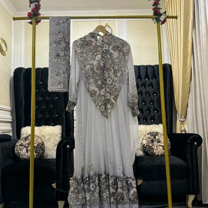 Grosir Gamis Niken Series Zeevana Full Ceruty Motif Muslim Cantik