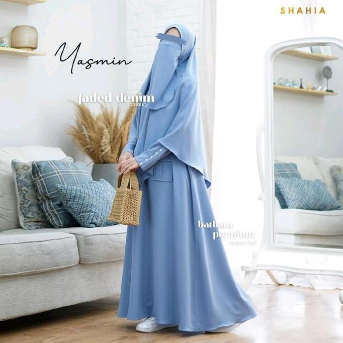 Grosir Yasmin Gamis Set Khimar By Shahia Syari | Gamis Cargo Premium Syari Anti Uv Kantong