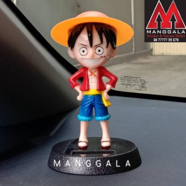Thebest- Boneka Pajangan Solar Goyang Dashboard Mobil One Piece Luffy