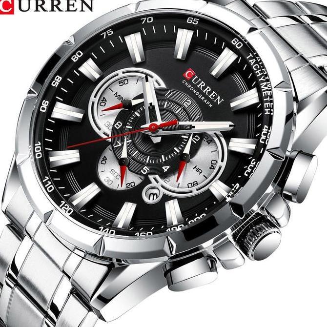 FREE ONGKIR JAM TANGAN PRIA ANALOG TALI STAINLESS STEEL CHRONOGRAPH CURREN 8363
