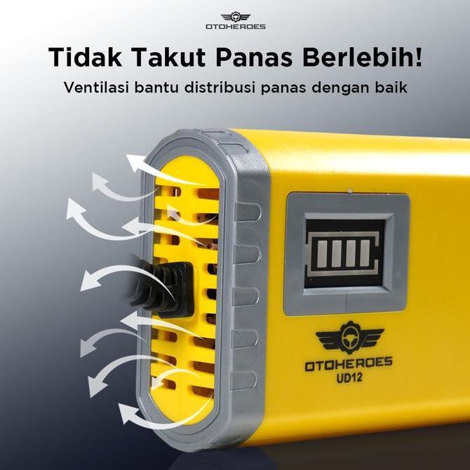 BISA COD Charger Aki 2A 12V Lengkap dengan Lampu Indikator Premium / Cas Aki Mobil Dan Motor Otomati