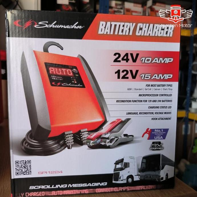 Charger aki 24v 10A - Charger aki 12v 15A Fungsi Recovery aki - SPi1224 Schumacher