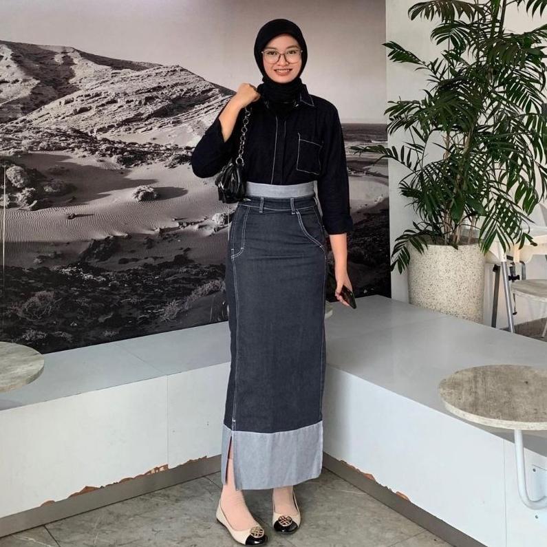 ERZA SKIRT JEANS / ROK JEANS HIGHWAIST WANITA / LEA STORE