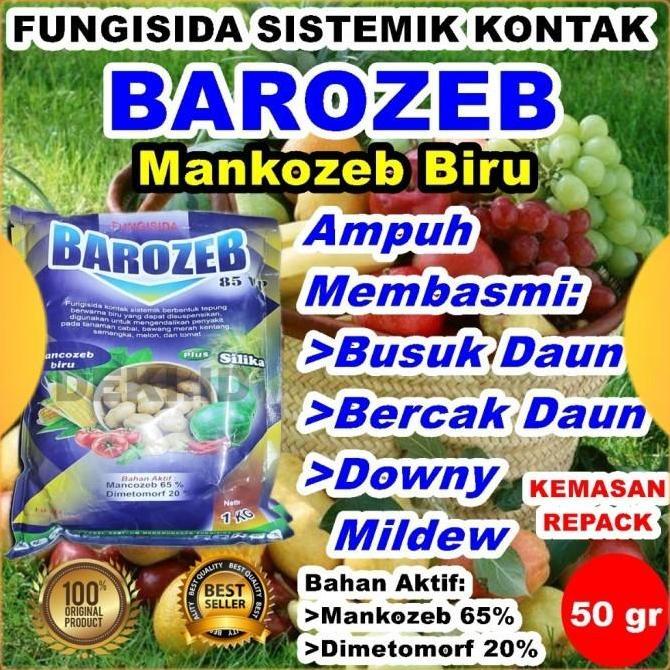 Barozeb 50 gr Repack Fungisida Mankozeb Biru Plus Silika Dimetomorf