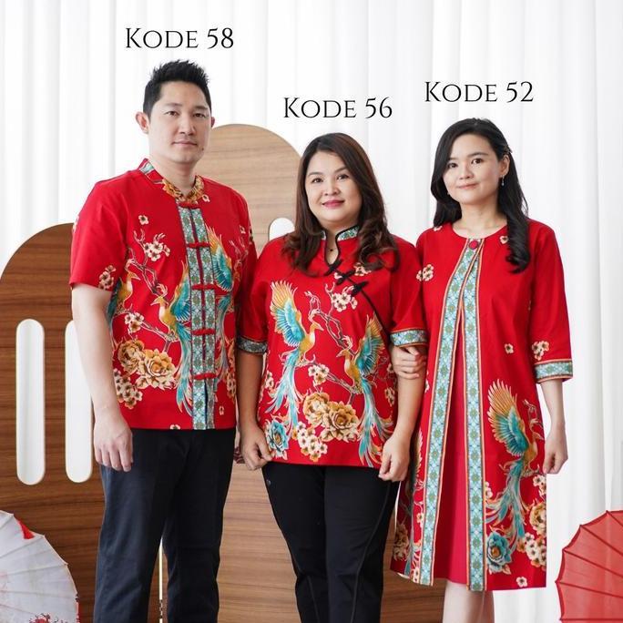 [ Fng ] Batik Imlek 2026 Feng Katun Stretch Premium Jumbo Bigsize Couple Dress Kemeja Cheongsam