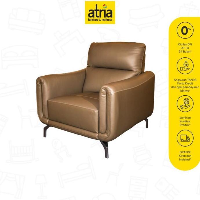 TERBARU Atria Brian Sofa 1 Seater Atria Half Leather Grey