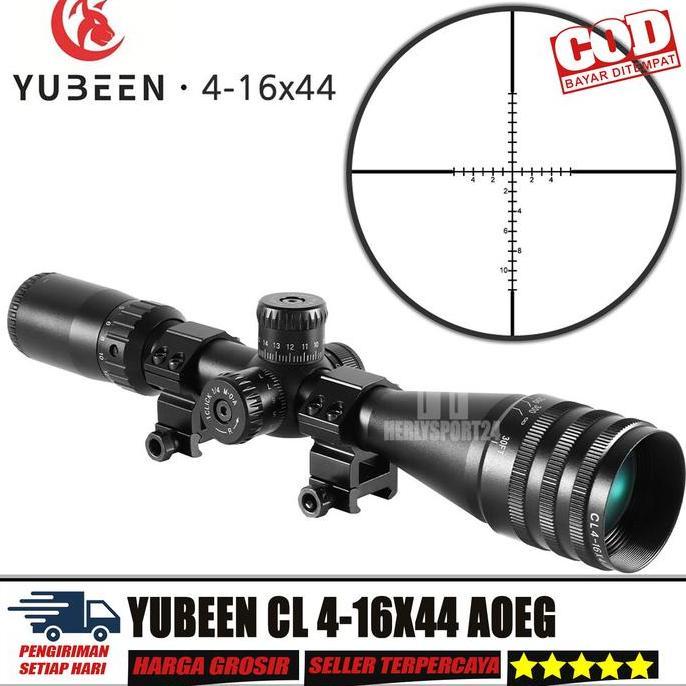 Teleskop Yubeen Cl 4-16X44Aoeg Scope Yubeen Cl 4-16X44 Aoe Tahan Getar Kualitas Terbaik Harga Termur