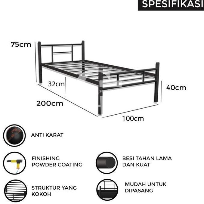 Allo- Ranjang Besi Minimalis 100X200