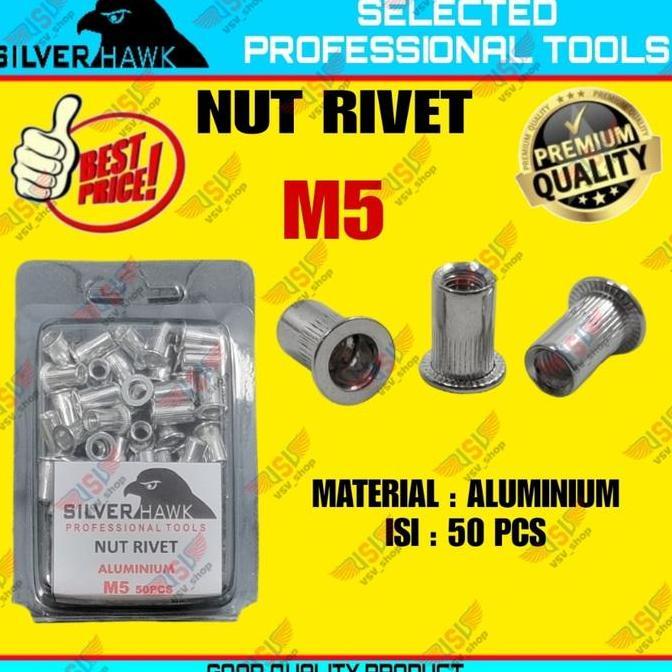 Dnabig- Rivet Nut M5 Galvanis/Stainless Steel/Aluminium Mur Rivet Tanam Rifnut Nutsert