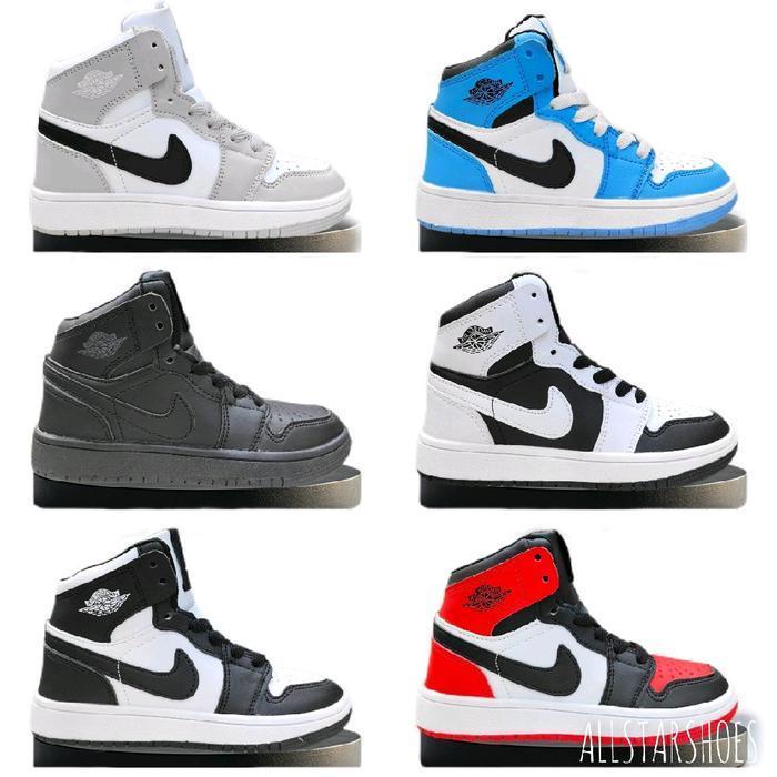 Sepatu Anak Laki Laki Perempuan Nike J0Rdan 1 High Kualitas Import Kids Warna Hitam Putih Merah Abu