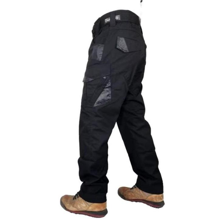 Boyinboy- M-Tacshen Celana Cargo Tactical Panjang Santai Bahan Ripstop Tortnado Abu Hitam Navy Size 