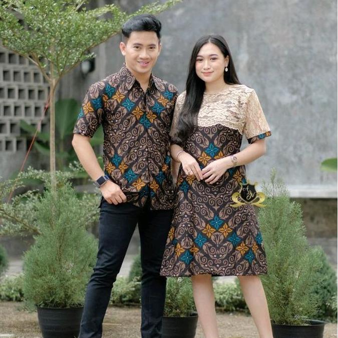 (BEST SELLER) Dress Couple Pasangan Gereja Batik Katun Dress