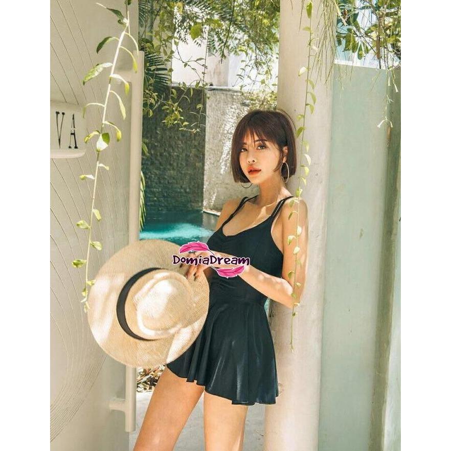 One Piece Swimsuit Women Skirt Backless