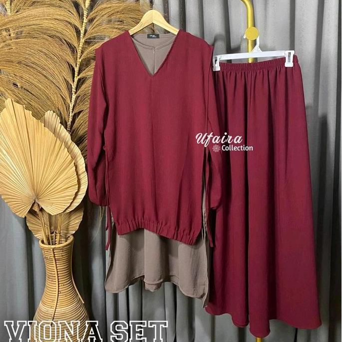 Cantek- Ufaira Collection~Viona Set Setelan Rok+Tunik+Rompi+Pasmina 4In1 Setelan Wanita Terbaru Airf