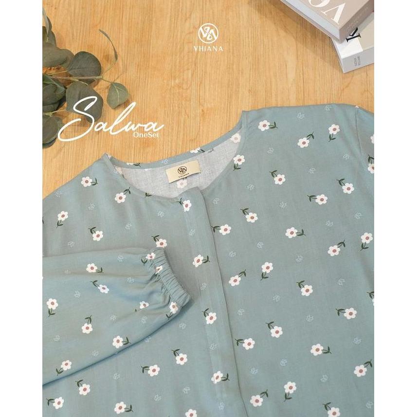 Cantek- Salwa Set New By Vhiana One Set Lengan Panjang Muslim Wanita Bahan Rayon Baju Setelan Celana