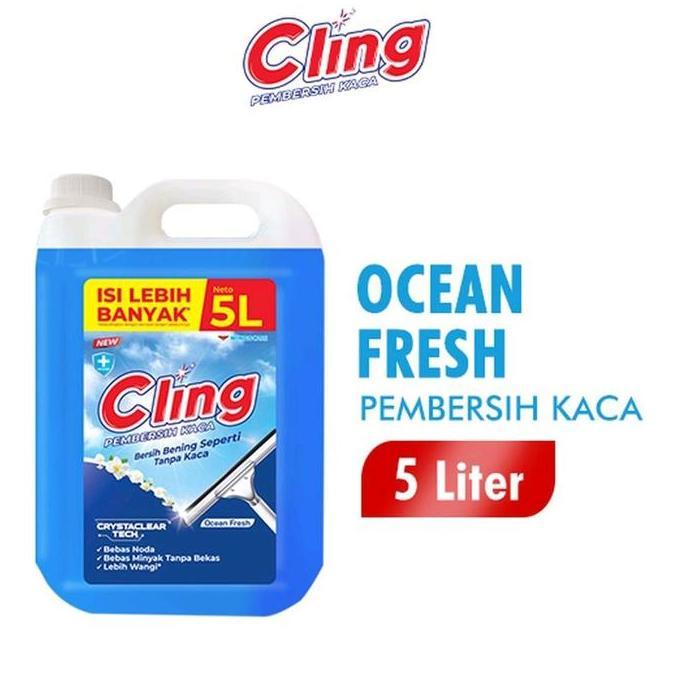 Cling Pembersih Kaca biru Jerigen 5 liter