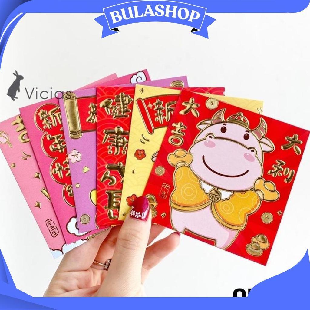 6Pcs Angpao Sapi Kerbau Lucu Imlek Sincia Tahun 2021 Hoki Angpau V Sale