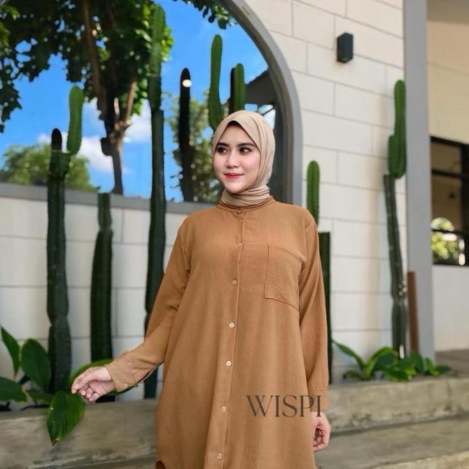 (BEST SELLER) Mooda.Style - KANAYA Tunik Wanita Dress Polos Busui Kancing Crinkle Airflow Muslim Nya