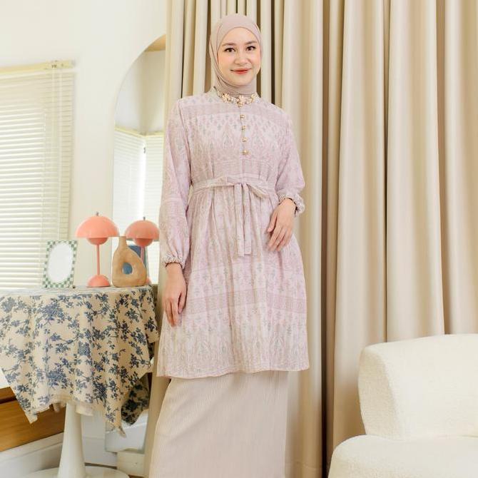 (BEST SELLER) ELSA LONG TUNIC | Pleated Long Tunic | Atasan Plisket Wanita Premium | Tunic Korean Lo