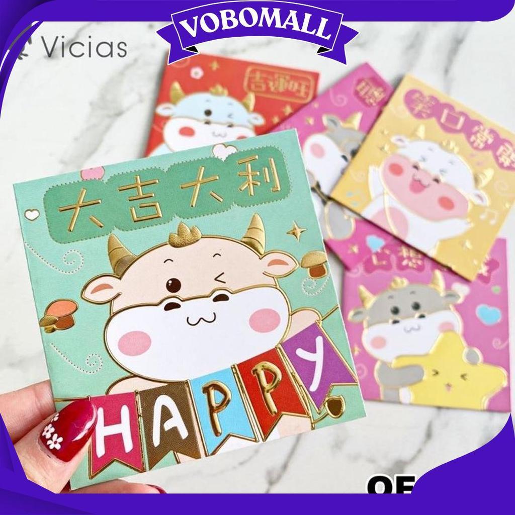 6Pcs Angpao Sapi Kerbau Lucu Imlek Sincia Tahun 2021 Hoki Angpau V Sale