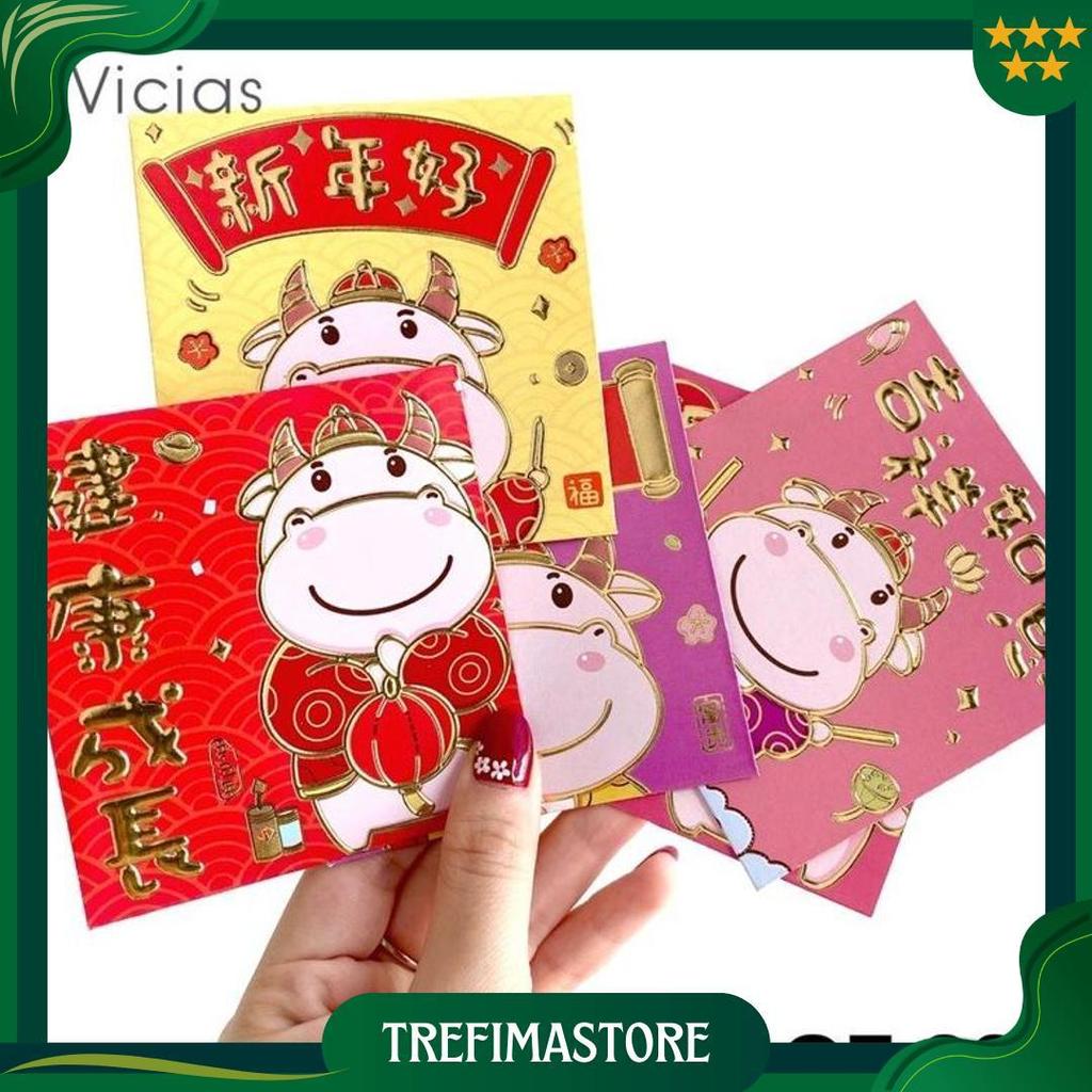 6Pcs Angpao Sapi Kerbau Lucu Imlek Sincia Tahun 2021 Hoki Angpau V Sale