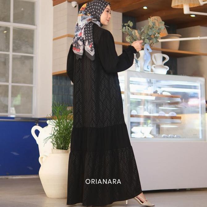 Murah Orianara Dress Gamis Hitam & Putih Wanita Muslimah Jetblack Gamis Umroh Haji Busui Muslim Panj