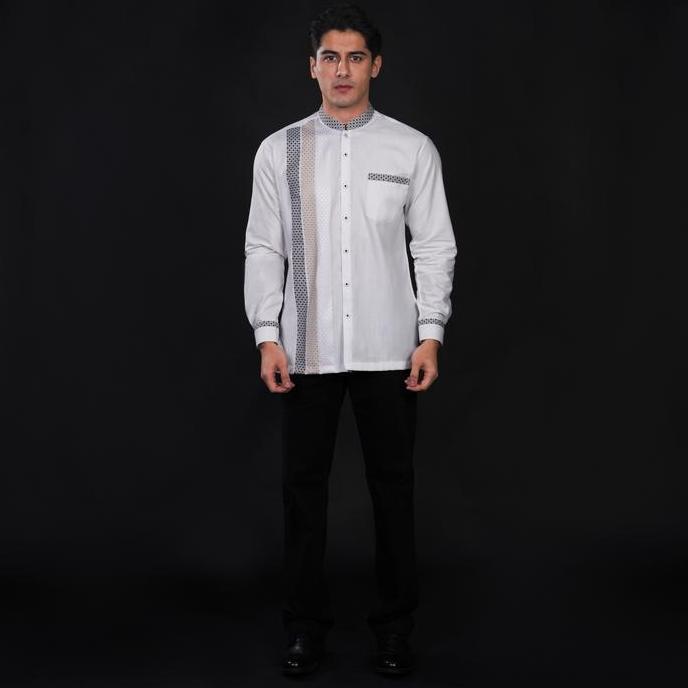 Casella Baju Koko Pria Lengan Panjang | Baju Koko Putih Azhar