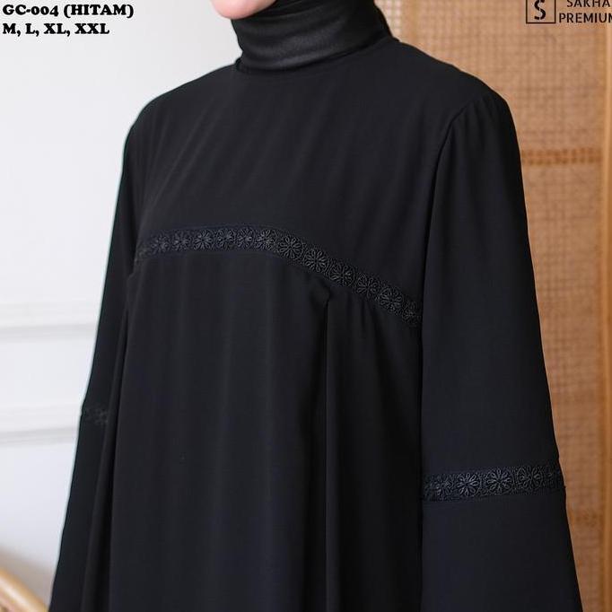 Sale Sakha - Gc 04 Hitam Baju Gamis Putih Wanita Brukat Gamis Putih Ceruti Jumbo Terlaris Baju Lebar
